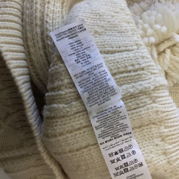 Tory Burch Cream Ivory Cable Knit Wool Fringe Pullover Sweater Women’s Size M - Picture 15 of 16